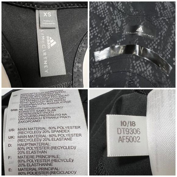 Adidas by Stella McCartney Bodysuit Train All-In-One SIZE XS Black Snake Print - Picture 6 of 13